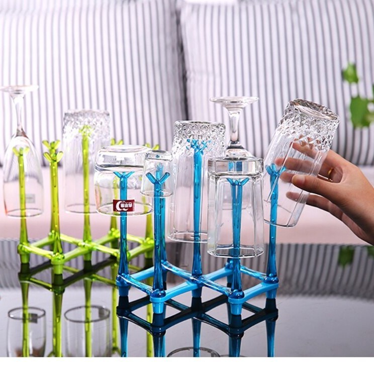 Folding Glass Stand Cup Holder Kitchen Accessories Home Storage Rack For Living Room. 
