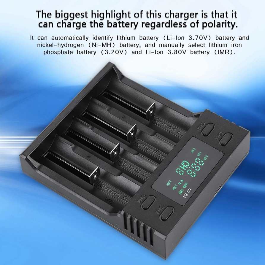 Charger Four Slot LiitoKala Lii-S4 DC 5V2A Smart with Power Display. 