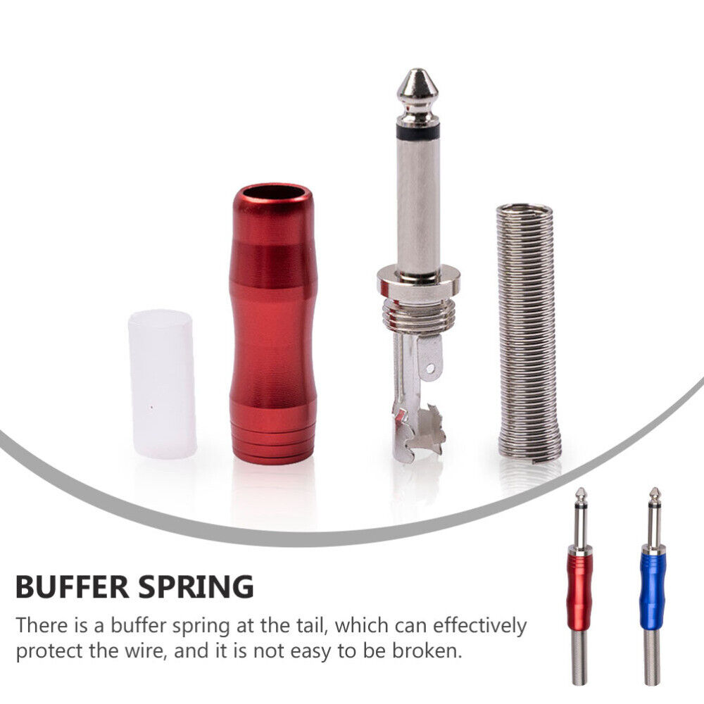 6.5/6.35mm Copper Nickel Plating Mono Channel Microphone Audio Connector Soldering Joint Plug 4 pcs. 
