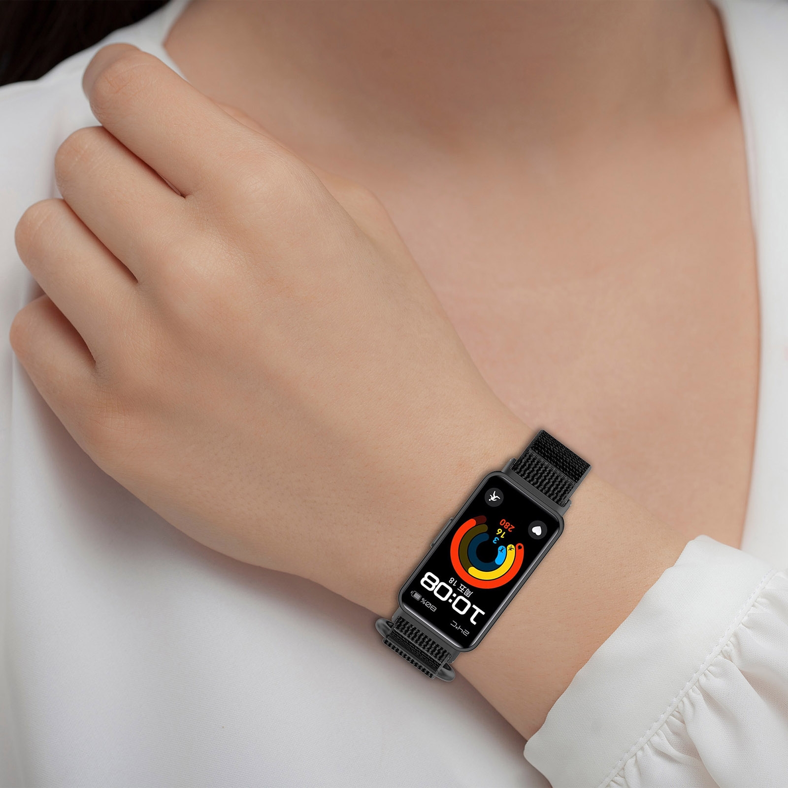 Loop Nylon Hook and Loop Fastener Watch Band For Huawei Band 9. 