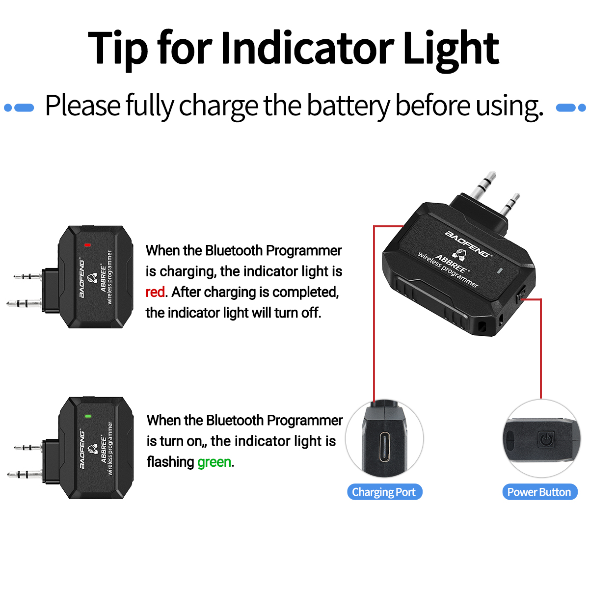 ABBREE Walkie Talkie Bluetooth Wireless Programmer Support IOS/Android For Baofeng UV-21 PRO UV-5R UV-5RH Quansheng UV-K5 UV K6. 