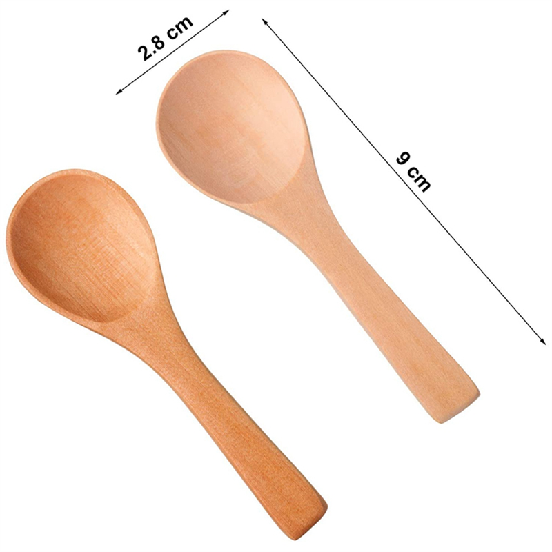 100 Pieces of Small Wooden Spoon Mini Natural Spoon Wood Honey Teaspoon for Kitchen (Mixed Color)