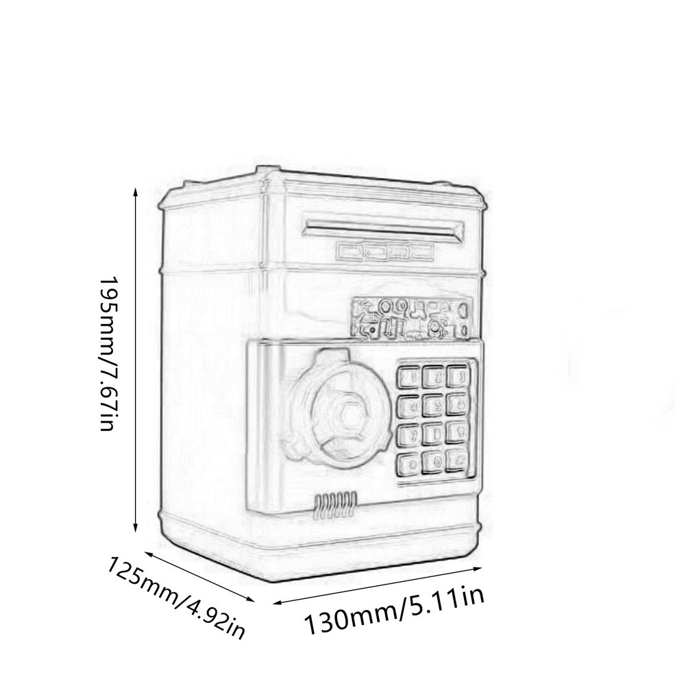 MA Kids Cartoon Electronic Money Bank Mini ATM Password Coins Money Savings Box-Sliver. 