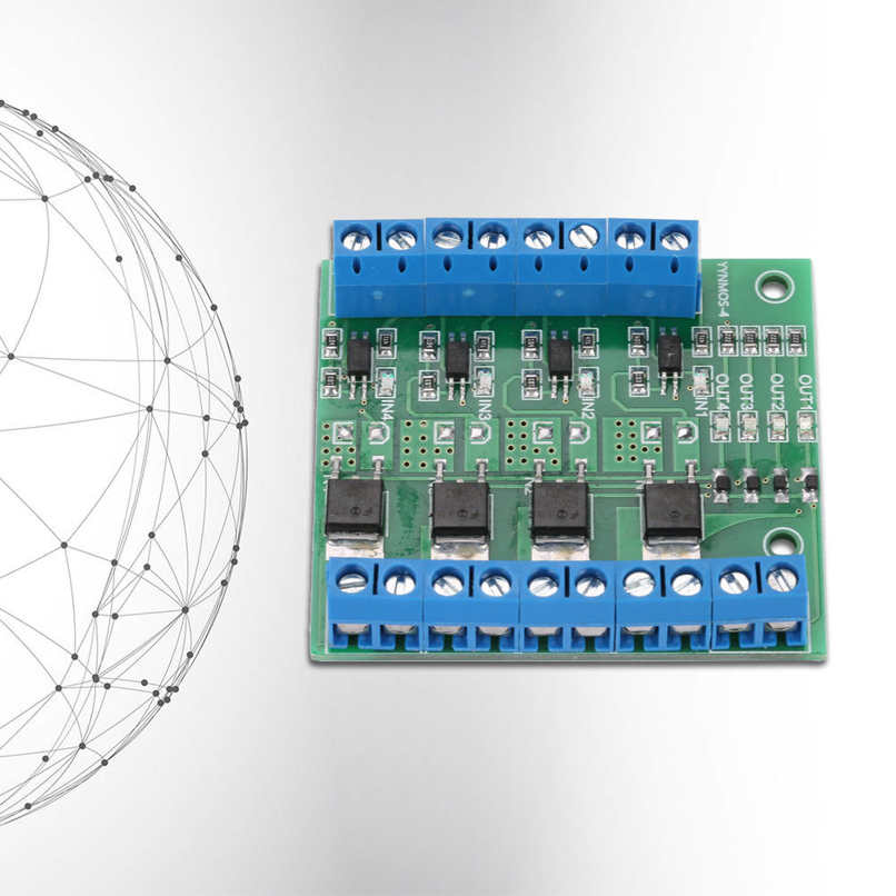 PWM MOS FET Module 4-Channel PLC Amplifier Circuit Board Driver 3-20V to 3.7-27VDC 10A. 