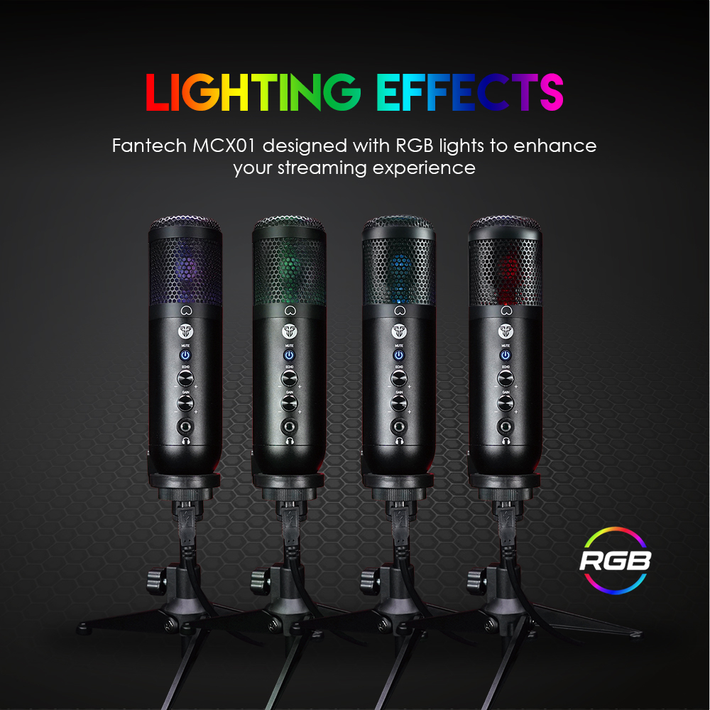 FANTECH MCX01 Leviosa RGB USB Condenser Gaming Microphone. 