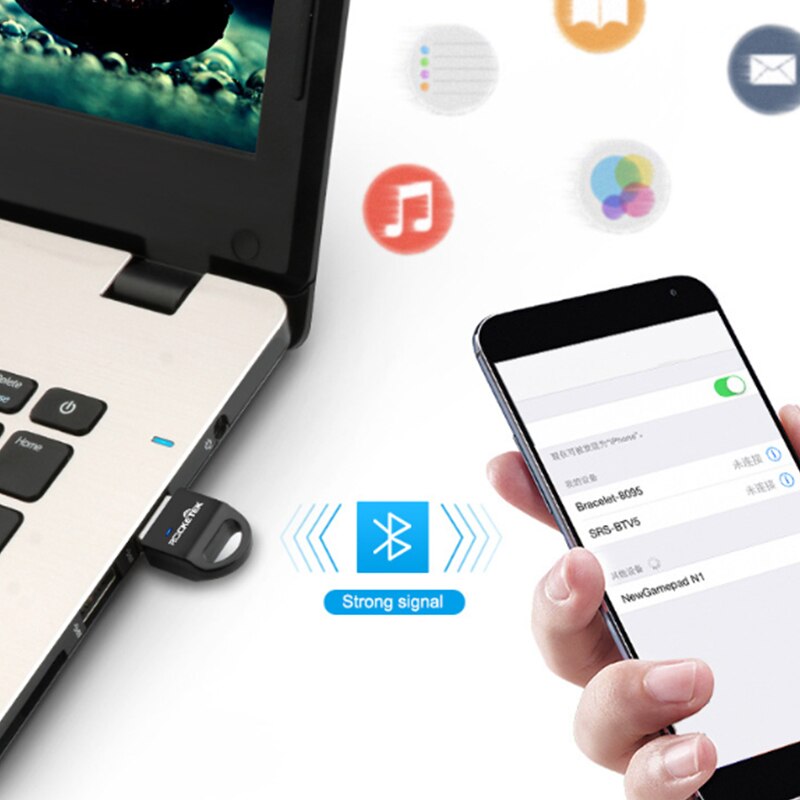 ROCKETEK CSR 4.0 A2DP Bluetooth Adapter USB Dongle for PC Computer Speaker Audio/Ps4 Controller/Receiver Transmitter. 