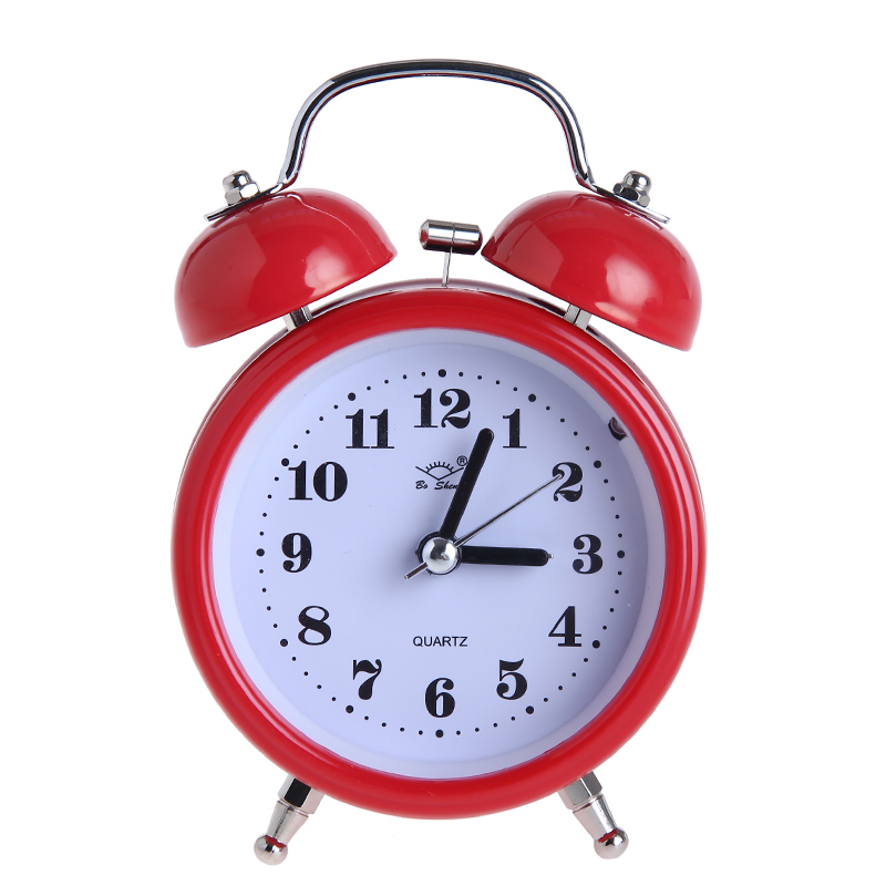 Classic Double Metal Bell Desk Table Loud Alarm Clock with Night Light Function. 