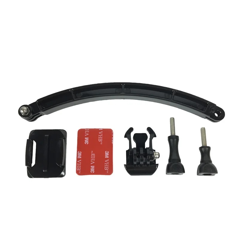 Helmet Arm Kit for GoPro Extendable Pole Curved Flat Adhesive Mount Buckles for Go Pro Hero 7 6 5 4 3+ SJCAM EKEN Xiaoyi Yi Cam. 