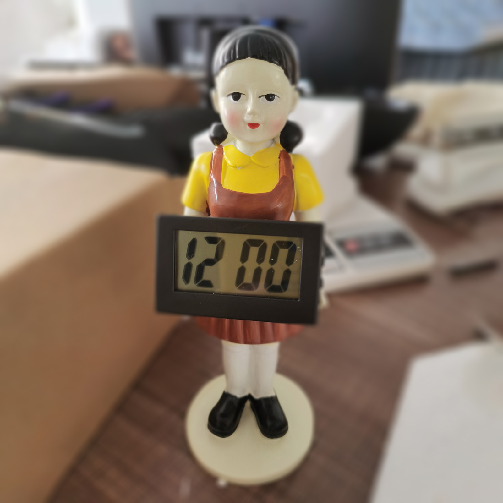 Squid Game Clock Vivid Pattern Clear Screen Lightweight Alarm Clock Wake You Up Red Light Doll for Home Use. 