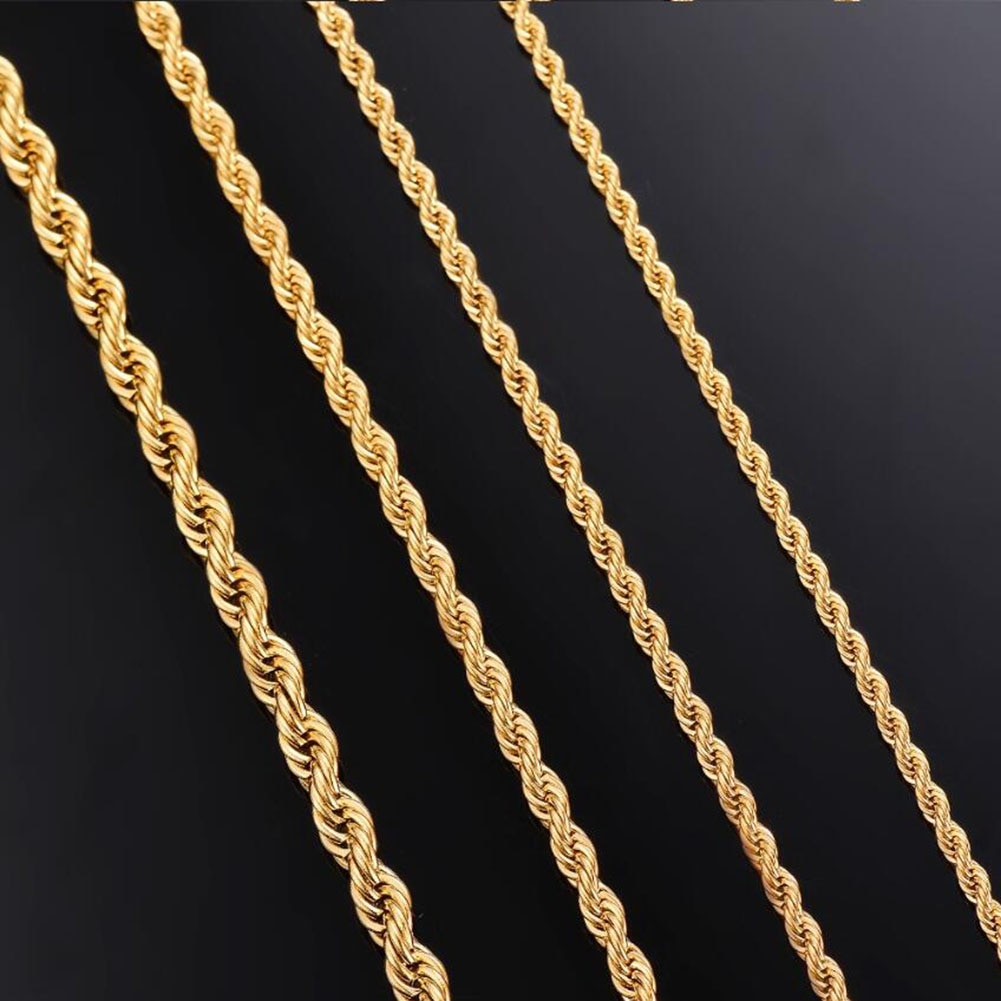 Gold Plated Rope Chain Mm WT Wholesale 3mm 18K Gold Plated Man