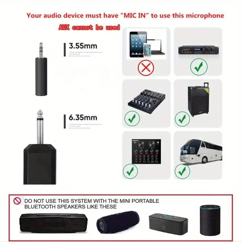 4PCS/2PCS/1PC Black Wireless Microphone 58 Tube Handheld Dynamic 2.4G Microphone DJ Recording Amplifier Mixer With MIC Interface. 
