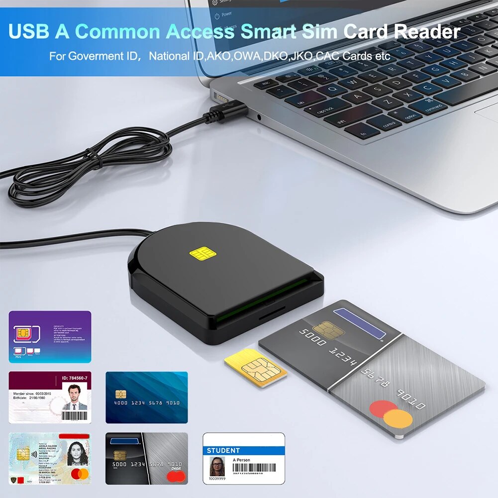 SIM SD TF Card Reader Portable Smart Card CAC USB2.0 Multifunctional Card Reader for OWA DKO GKO for Bank Post Office Chip Card. 