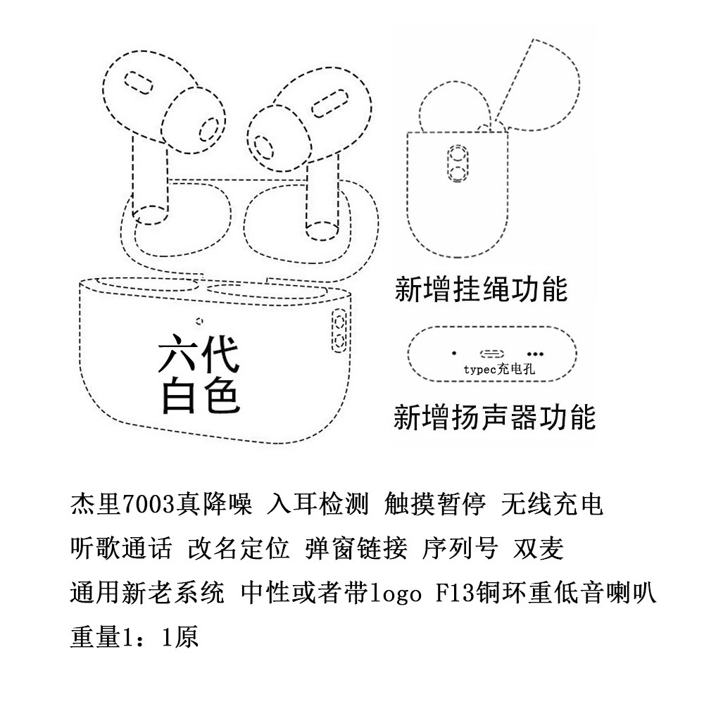 Huaqiangbei second-generation, third-generation, fourth-generation, fifth-generation, sixth-generation Air, Jerry full-featured Apple pods Bluetooth headset. 