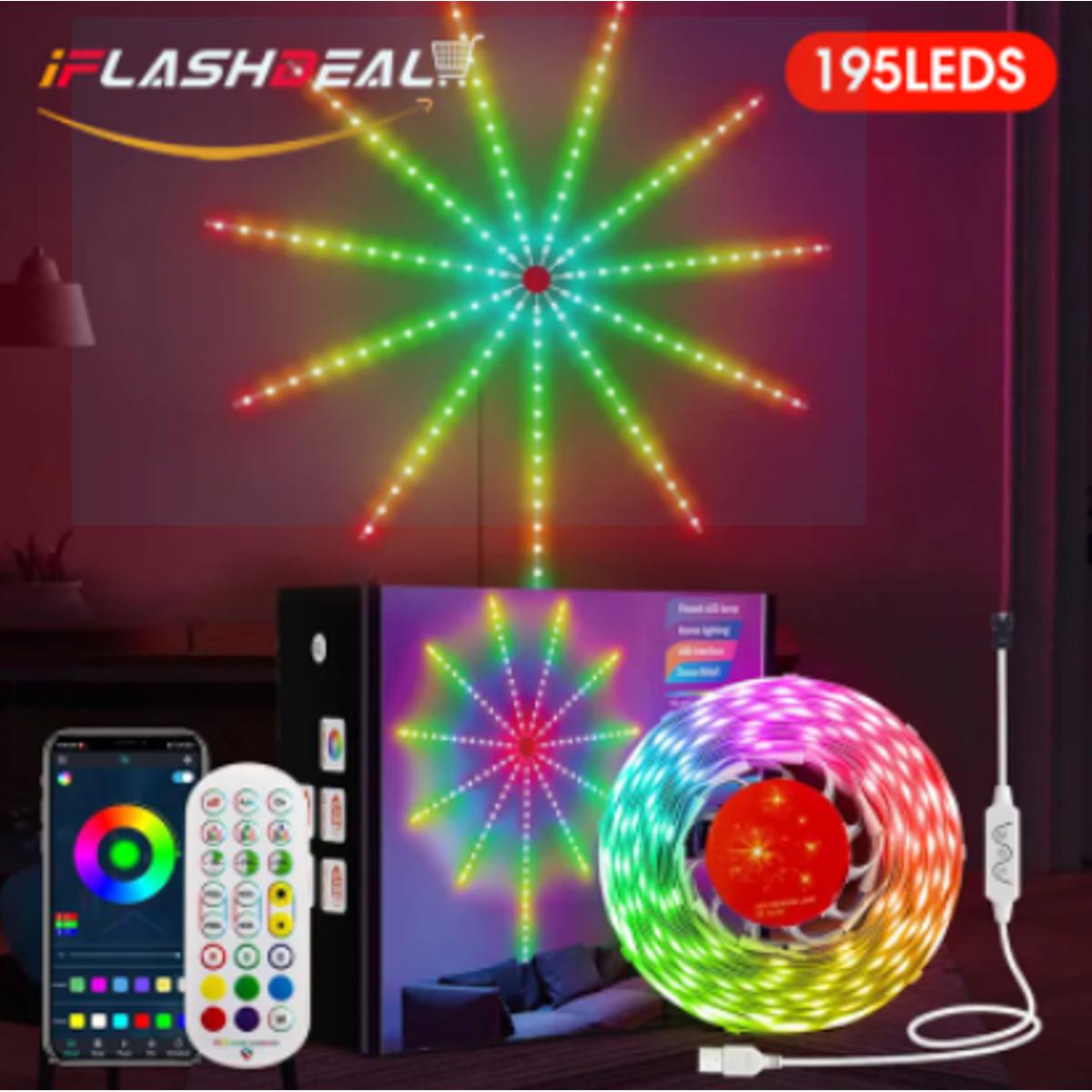 110/195 LED Strip Lights Dream Color La-mp Christmas Lights 5050 RGB Strip Lights Smart Flexible LED Fi-rework Lights Music Sound Sync Lights with APP Remote Control DC 5V. 