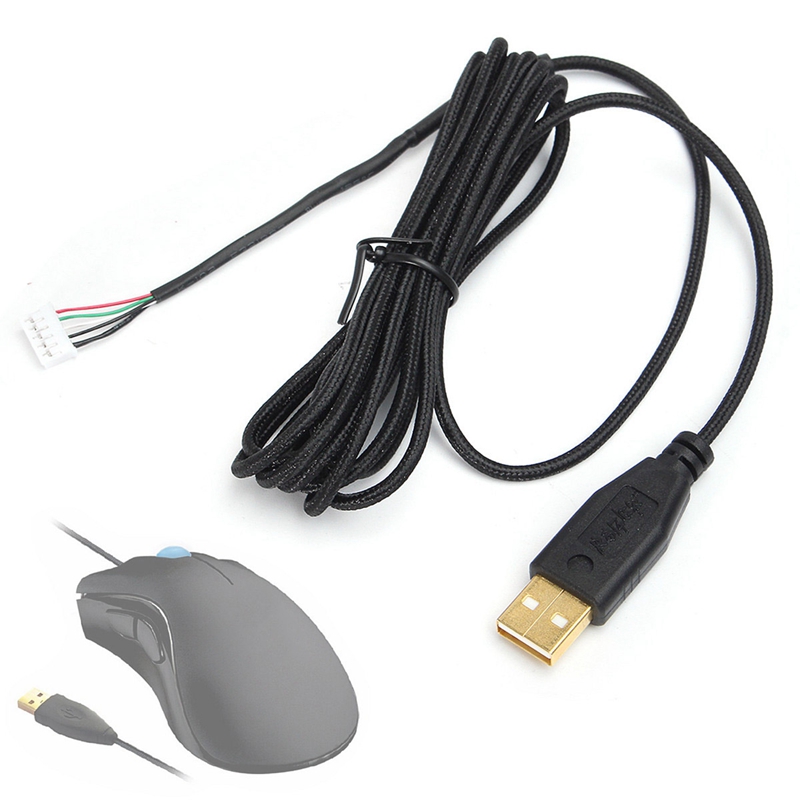 Usb Cable Mice Line For Razer Deathadder Hex Molten 2012 Approx. 2.1M 5 Wires 5 Pins Black Gold Plated Replacement Gaming Mouse. 