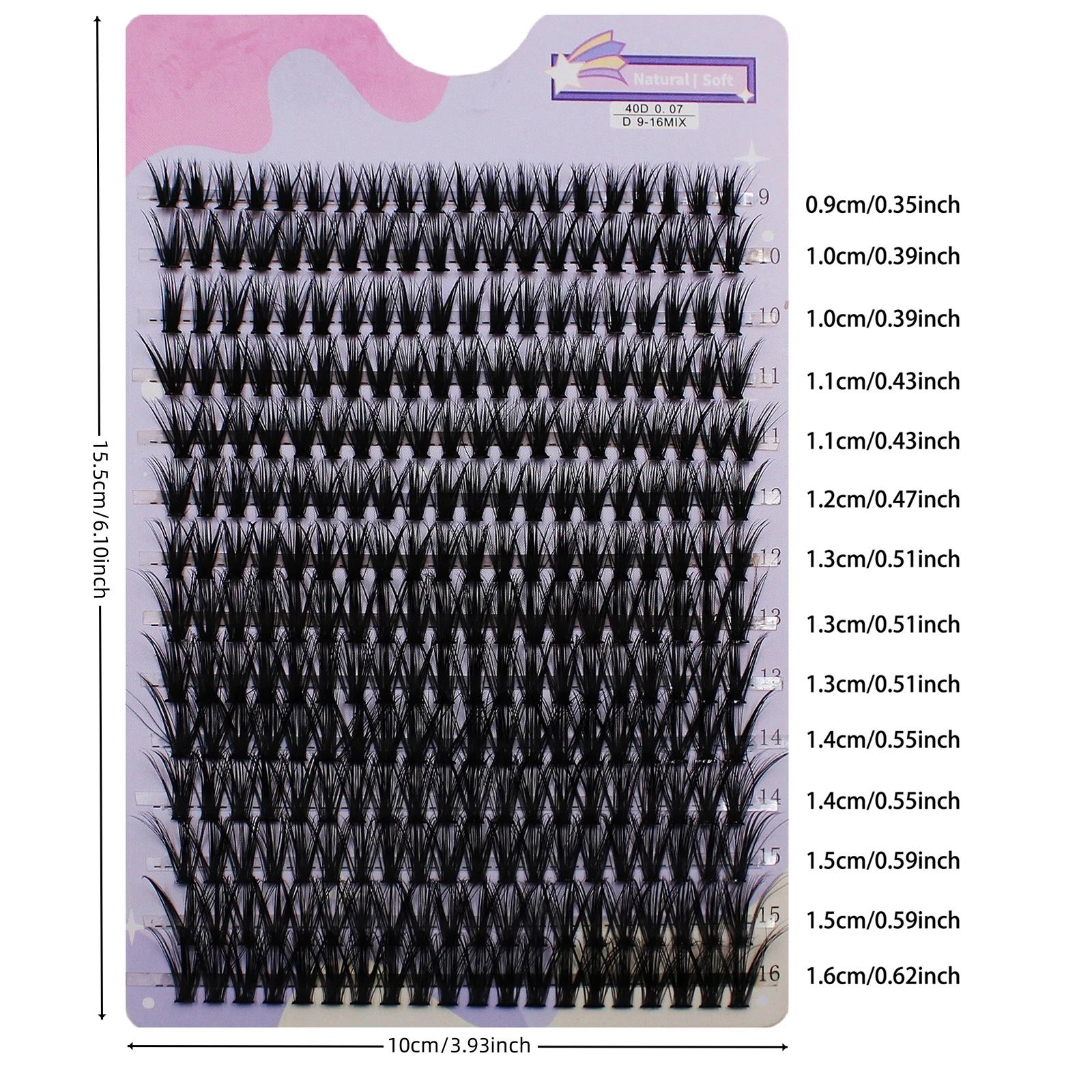 14 Rows 280 Clusters 40D Mix 9-16mm Cluster Lashes Extension Natural Thick Eyelash 3D Strip Individual Lashes. 