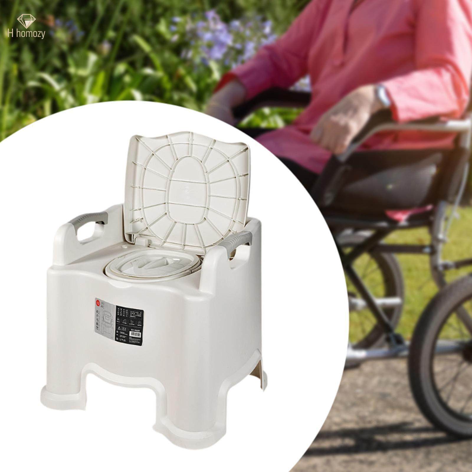 Toilet Chair Heavy Duty Easy to Clean Double Lid Bedside Commode Portable Potty for RV Camping Men. 