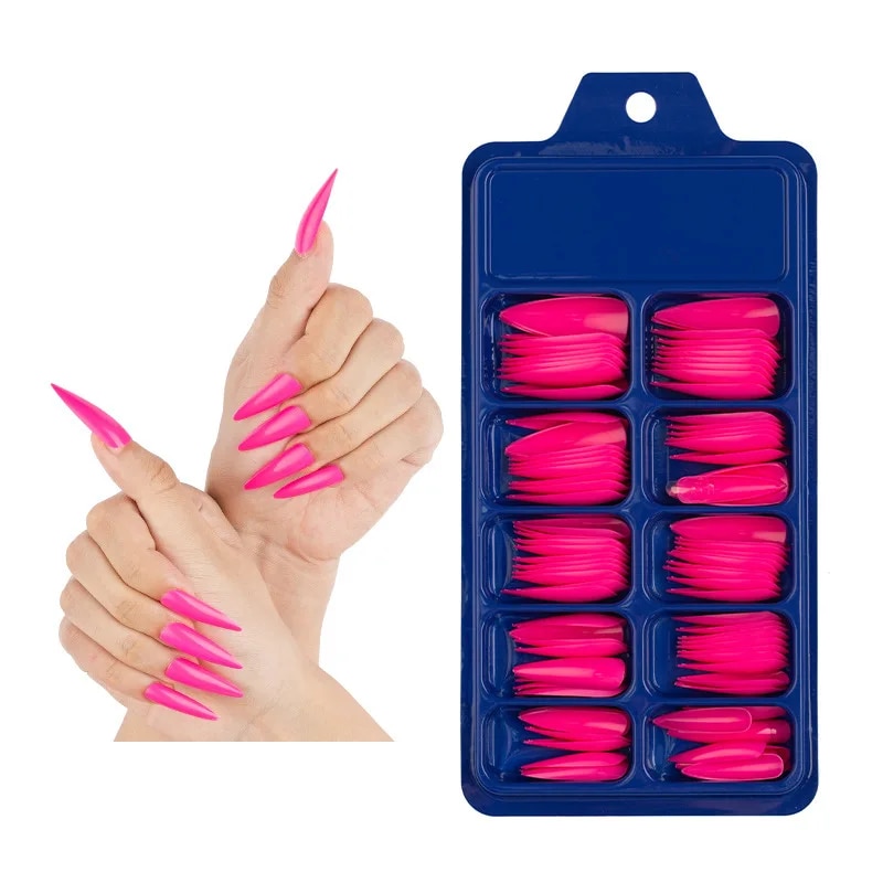 100PCS Sharp Pointed Nails Black Red White Gelnails Long Size Real Stiletto Point Acrylic Nail Tips. 