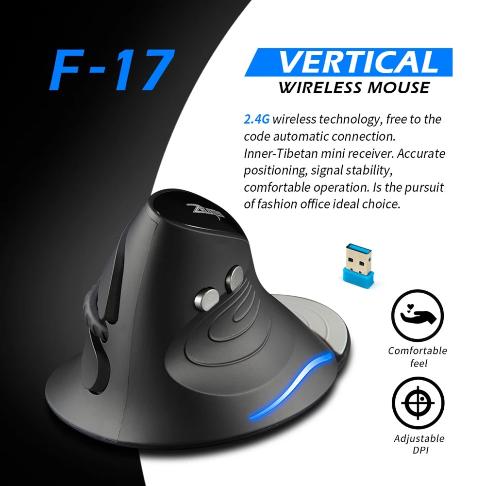 ZELOTES Vertical Gaming Mouse C10 C18 F17 F26 F35 F36 T30 2400-10000DPI RGB Optical Ergonomic Gaming USB Wired/Wireless Mouse. 
