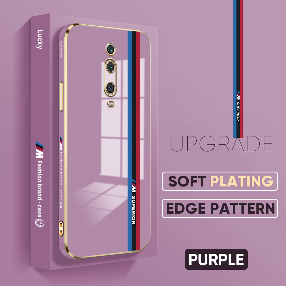 TA for Xiaomi Mi 9T / 9T Pro / Redmi K20 / K20 Pro Back Cover + Free Lanyard Track Sign Luxury 6D Plating Case Side Pattern Soft Silicone Square Phone Cases. 