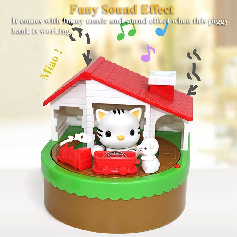 Piggy Bank for Kids, Electronic Cat House Coin Bank Cat & Mouse Money Bank Automatically Stealing Money Box Saving Box. 