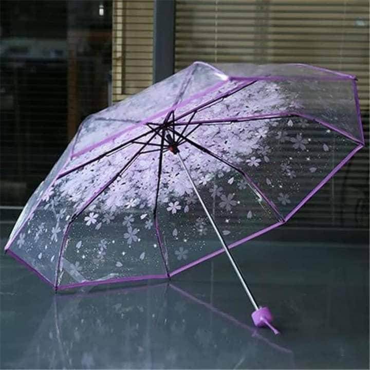 Trendsetter -Upscale Living -Transparent 3 Fold Imported Umbrella - Blue- Inventive Choice Preferble - Low Hassle and Maintanance. 