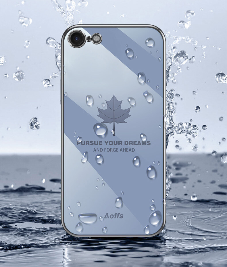 For iPhone 8 / iPhone 7 Back Cover + Wrist Strap Fashion Shiny Maple leaf Plating Square Bumper Phone Case Soft TPU Silicone Shockproof Protective Cover. 