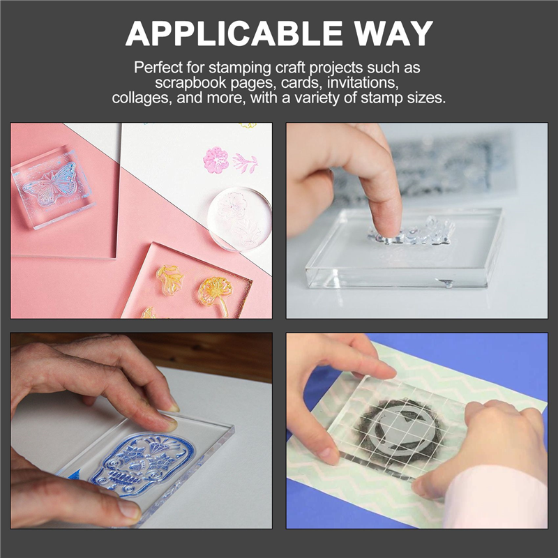 5Pc Clear Stamp Acrylic Block Set for Transparent Acrylic Stamp Pad. 