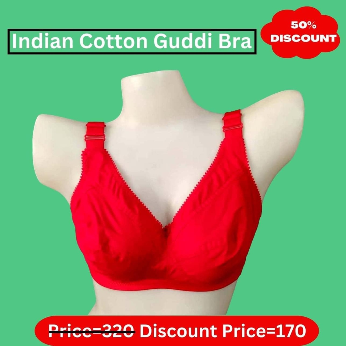 Cotton Indian Guddi Bra Full Cup Size - ( 1 pcs )