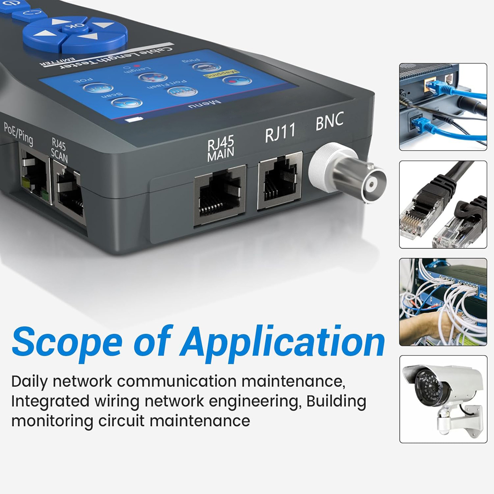 NOYAFA NF-8601S Cable Tester with PoE/PING Function Lan Measure Tester Measure Length Wiremap Tester Network Cable Tracker. 