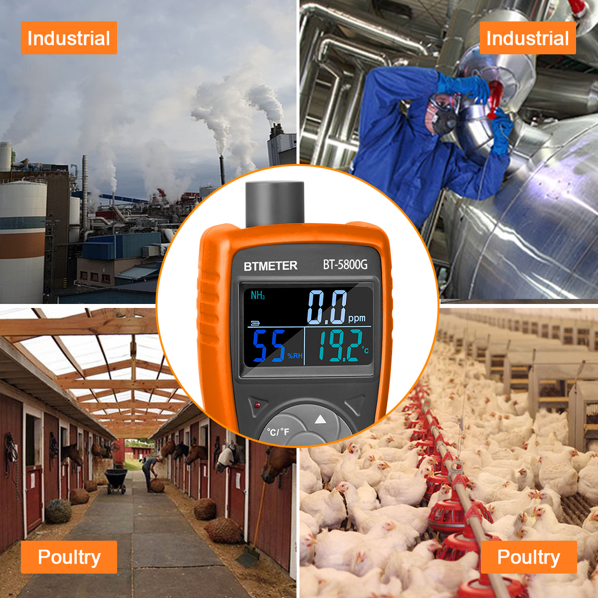 Ammonia Detector/NH3 Monitor/air quality Monitor,0-100ppm Particle Detector Meter for indoor Air Purifier Quality，breeding，Farms. 