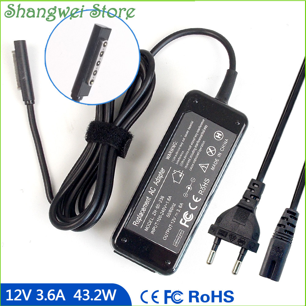 12V 3.6A Notebook Power Adapter Charger for Microsoft Surface 2 1512 1516 1572 7ZR-00001. 