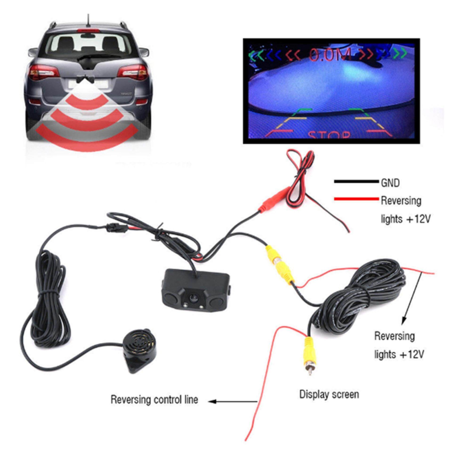 3 In1 Car Parking Reversing Radar Sensors Rear View Backup 170° Camera Universal. 