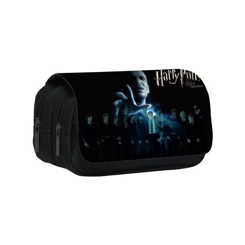 Harry Potter Pencil Case Double-Layer Large Capacity Multifunctional Zipper Pencil Case Student Pencil Case Pencil Case Printing Stationery Case. 