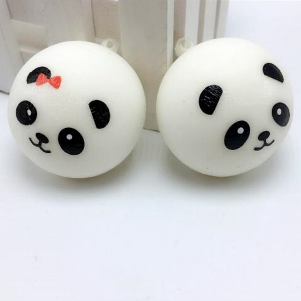 【VisioN Shop】Kawaii Squishy Panda Bun Stress Ball Slow Rising Decompression Panda PU Key chains Keychain Cute Bread Toys. 
