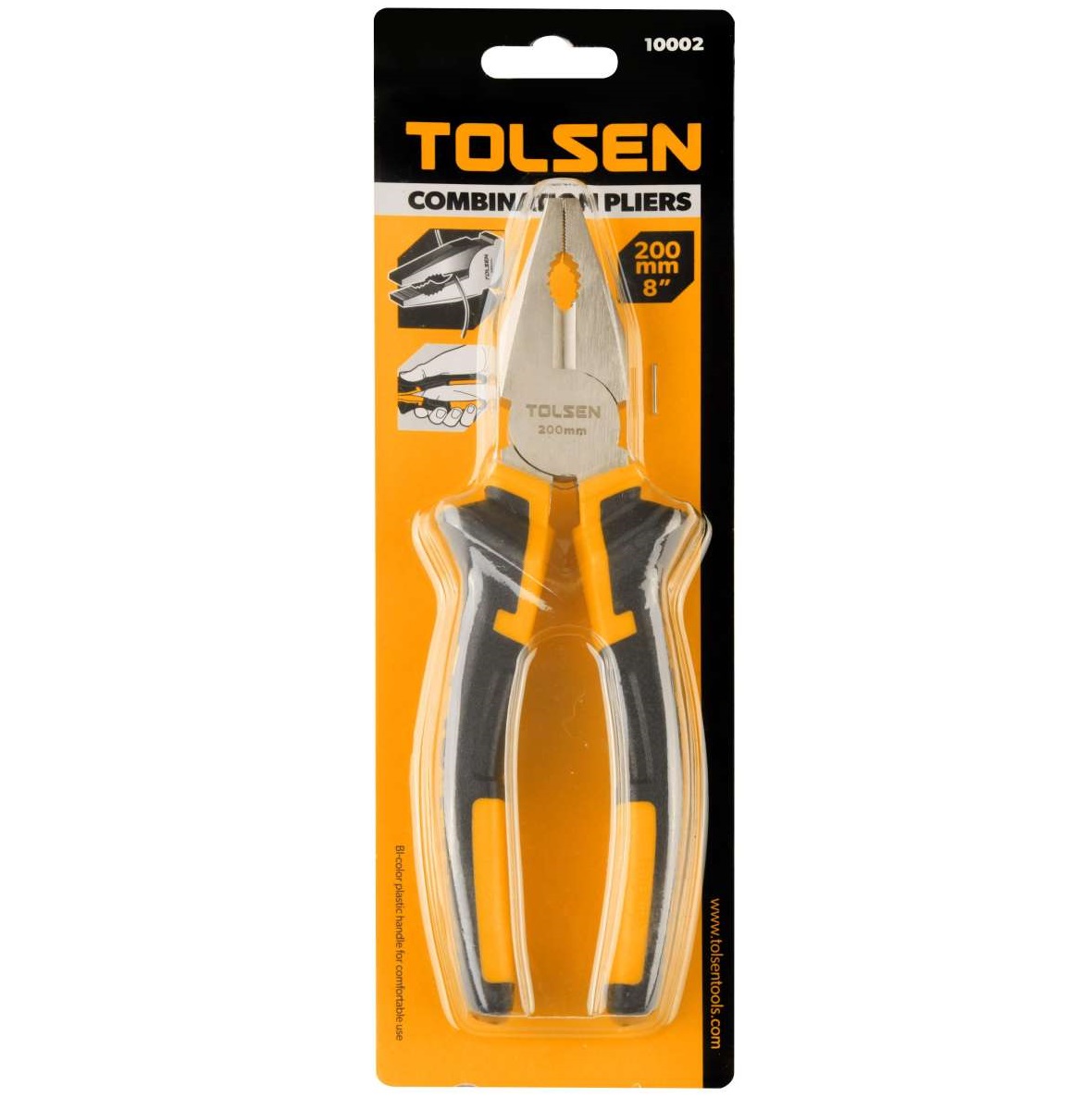 TOLSEN 8" Combination Pliers 8" (200mm) TPR Handle Model: 10002. 