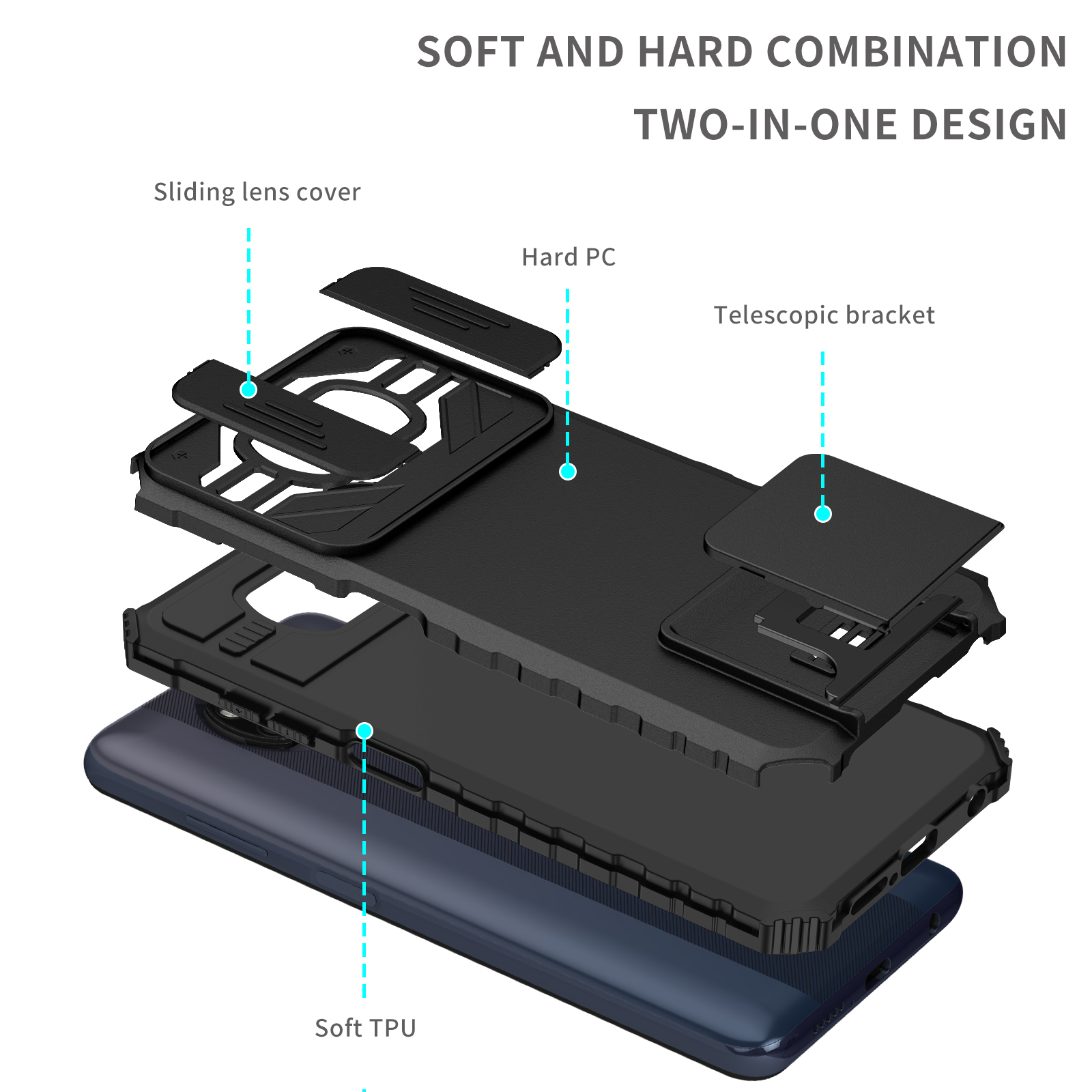 MobiCase S2 For Poco X3 / X3 Pro / X3 NFC Back Cover Case Slide Camera Phone Case Cover With Kickstand Hard Shockproof Armor Case Back Case. 