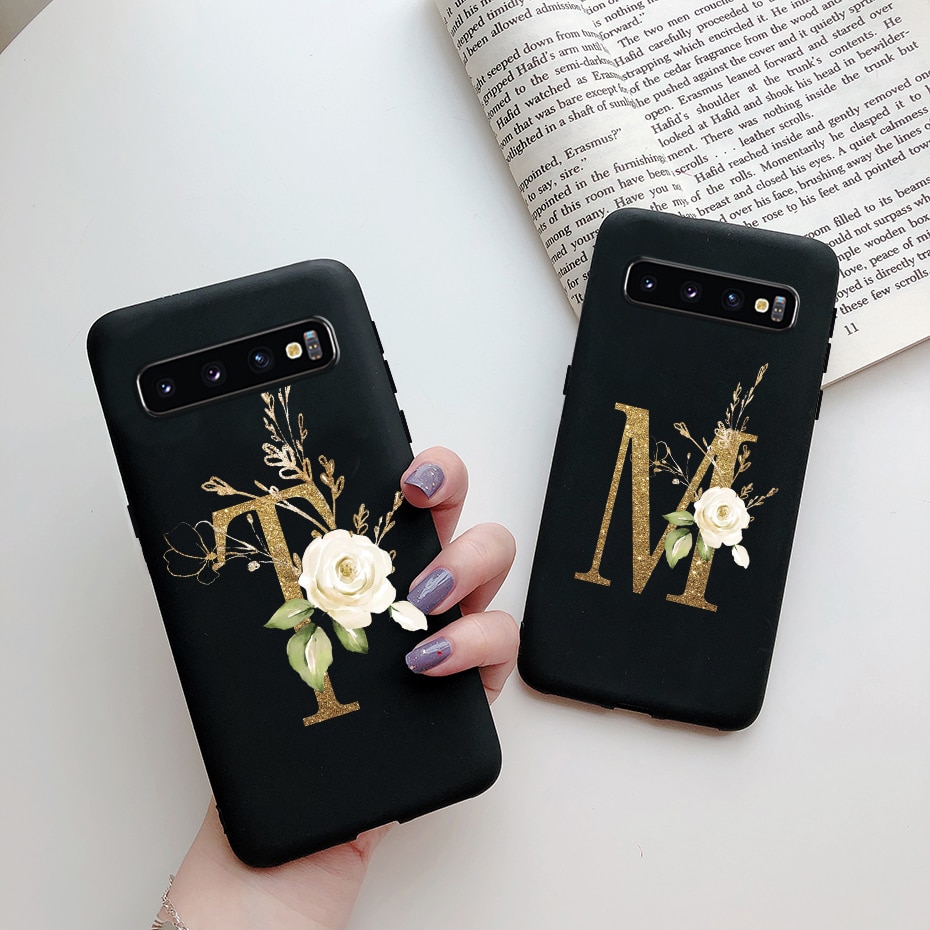 Case For Samsung Galaxy S10 Plus S10E S 10 e s10plus 10e Case Black Bumper tpu Soft Silicone Cute Letters Phone Cases Back Cover. 