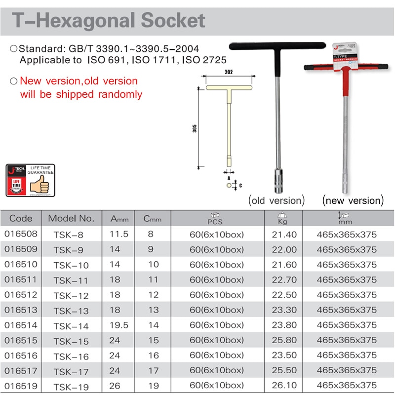 Jetech 1pcs Professional T Socket Hand Removable Tools T Shape Wrenches T-handle Hex key Maintenance Tool Hexagon Wrench T grip. 