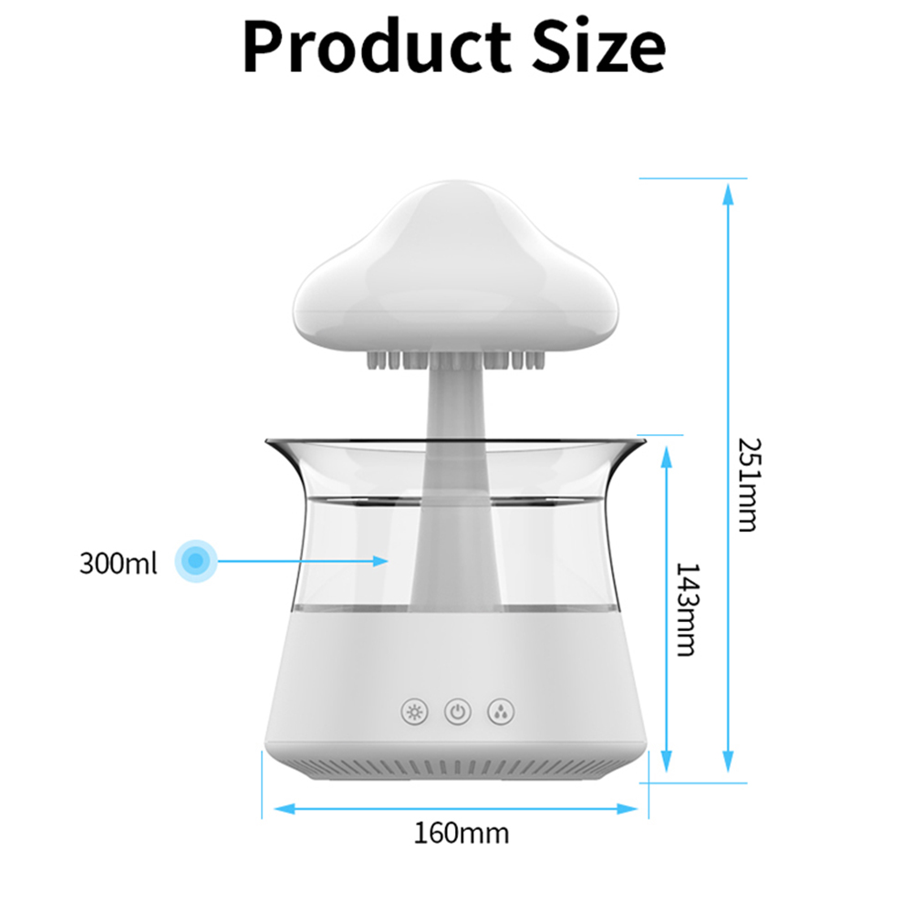 Mushroom Rain Essential Oil Diffusers Colorful Night Light Mini Aroma Diffuser Relieve Fatigues Home Decor for Bedroom Kids Room. 