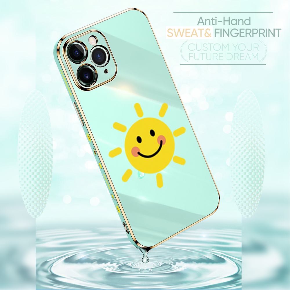 ZeroQiQi for Realme 7 Realme Narzo 20 Pro Back Cover Smiling Sun Luxury 6D Plating Case Side Pattern Soft Silicone Square Phone Cases + Free Lanyard. 