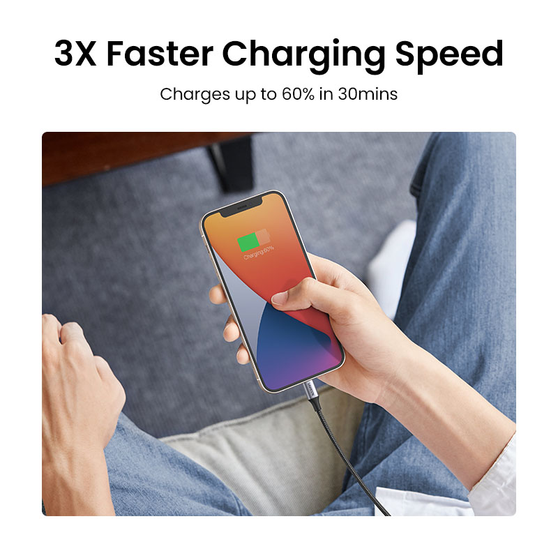UGREEN USB C to Lightning Cable Nylon Braid MFi Certificate for iPhone 13,12, 12 Pro,11 /iPhone 11 Pro /XS Max X 8 20W PD Fast Charger Data Cable for Macbook Pro, Air, iPad Pro 2020,2018 USB C Cord. 