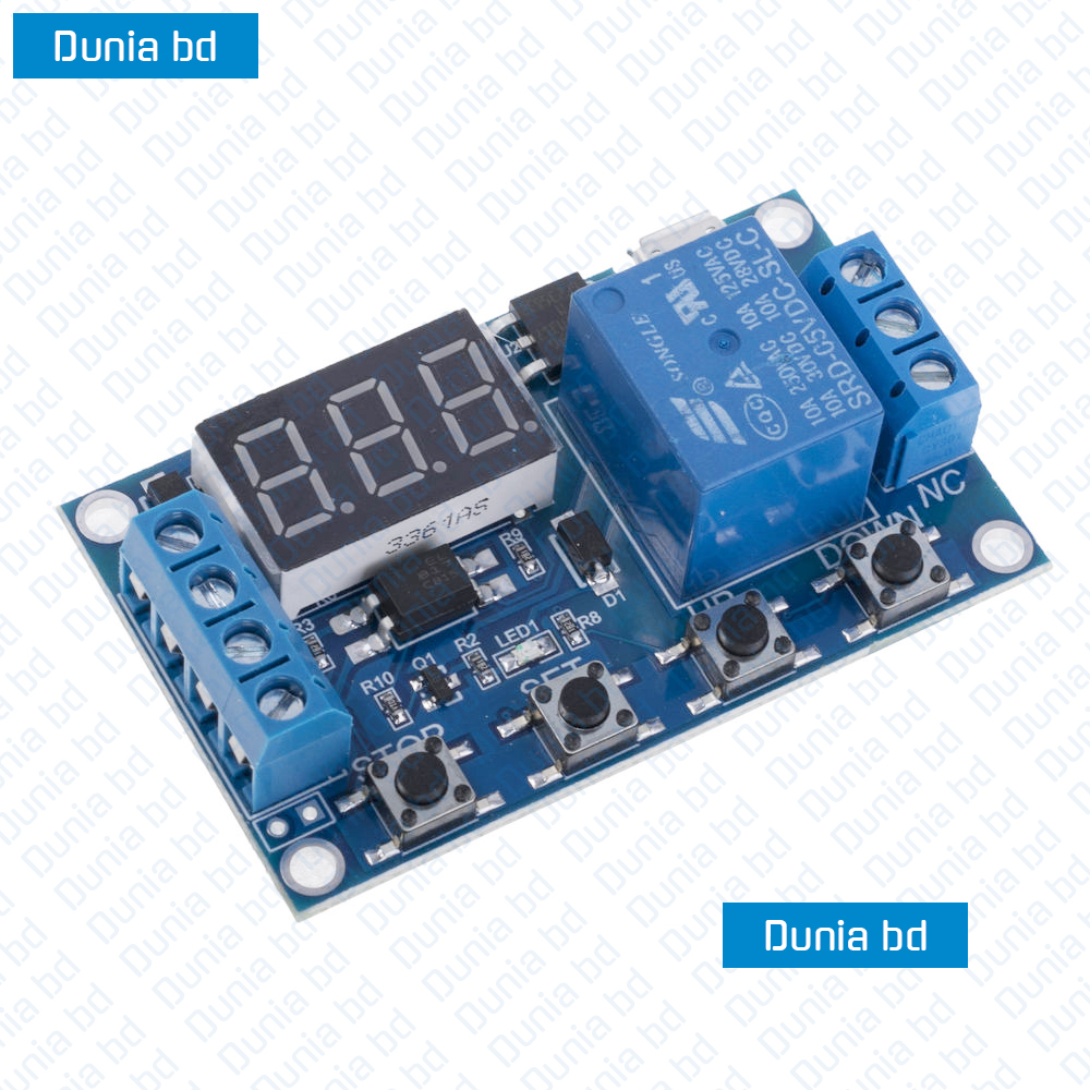 Timer Relay XY-J02 Timing Delay relay Triggers Disconnection Multiple mode Wiring diagram 1 channe Real time relay control ON/Off Switch module DC 5V-30V Delayed Loop Cycle 999 minutes Automatic Timing Circuit. 