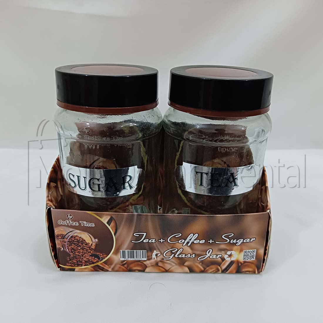 2 pcs Tea and sugar jar glass pot set for kitchen Tea and sugar pot Clear color glass pot. 