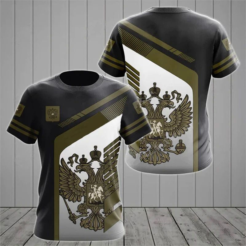 Russia Men's T-shirts Casual Loose Round Neck Russian Flag Short Sleeved Tops Tees Men's Clothing Oversized T-shirt Streetwear Dislikelike. 
