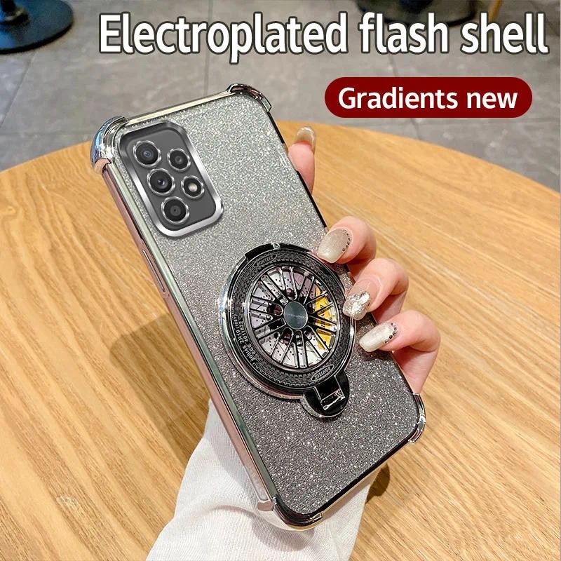 For Samsung Galaxy A23 5G Case Shockproof Electroplated TPU Rotating Gyro Stand Cover Phone Casing For SamsungA23 5G Back cover