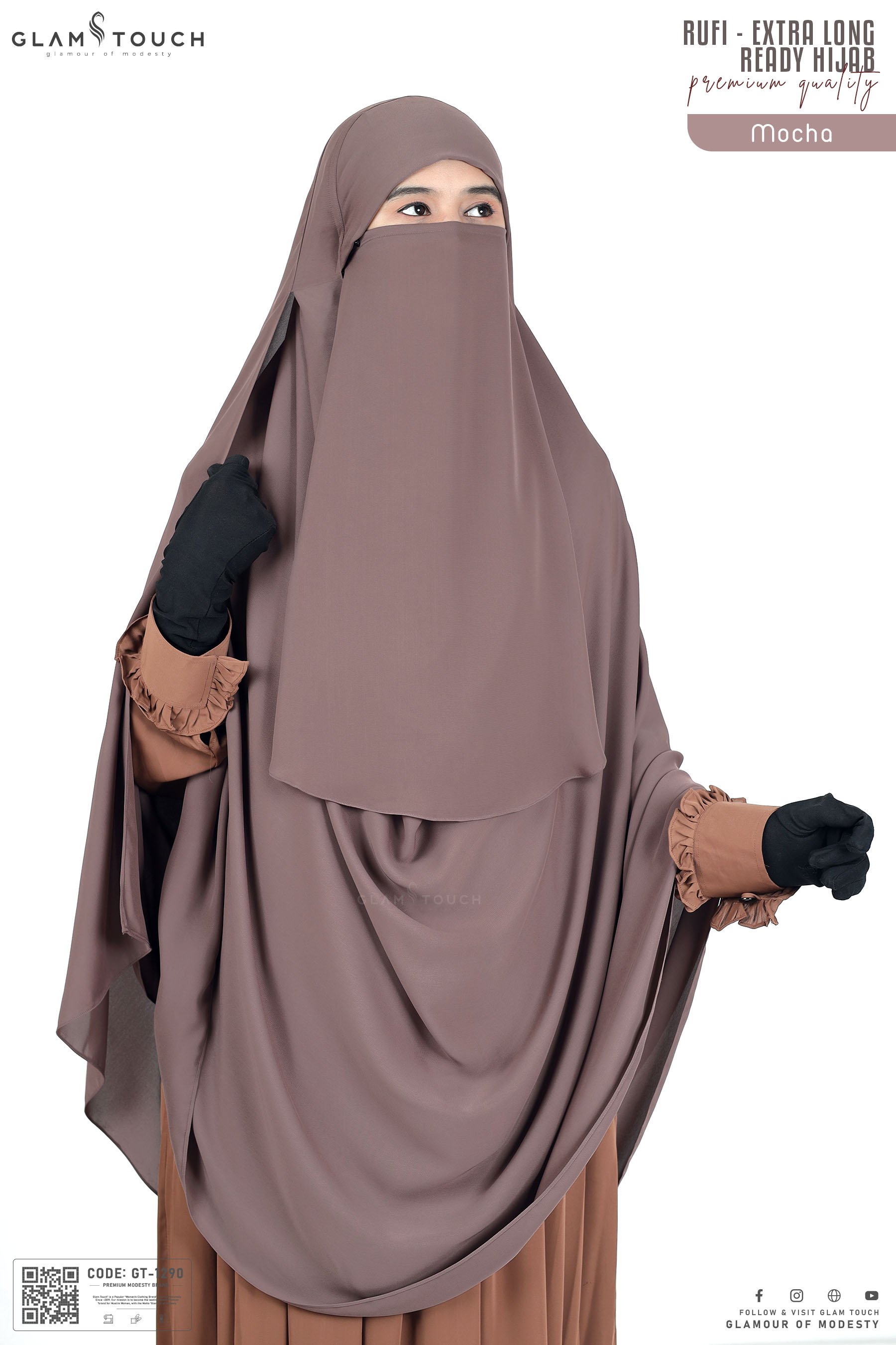 Glam Touch Extra Coverage One Loop Ready Hijab Set. 
