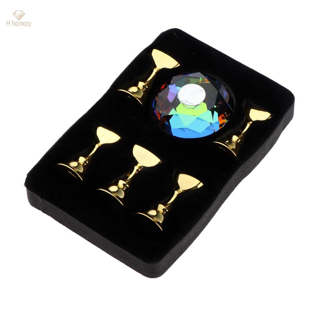5pcs Nail Tips Holder and Practice Shiny Crystal Nails Display Stand Base. 