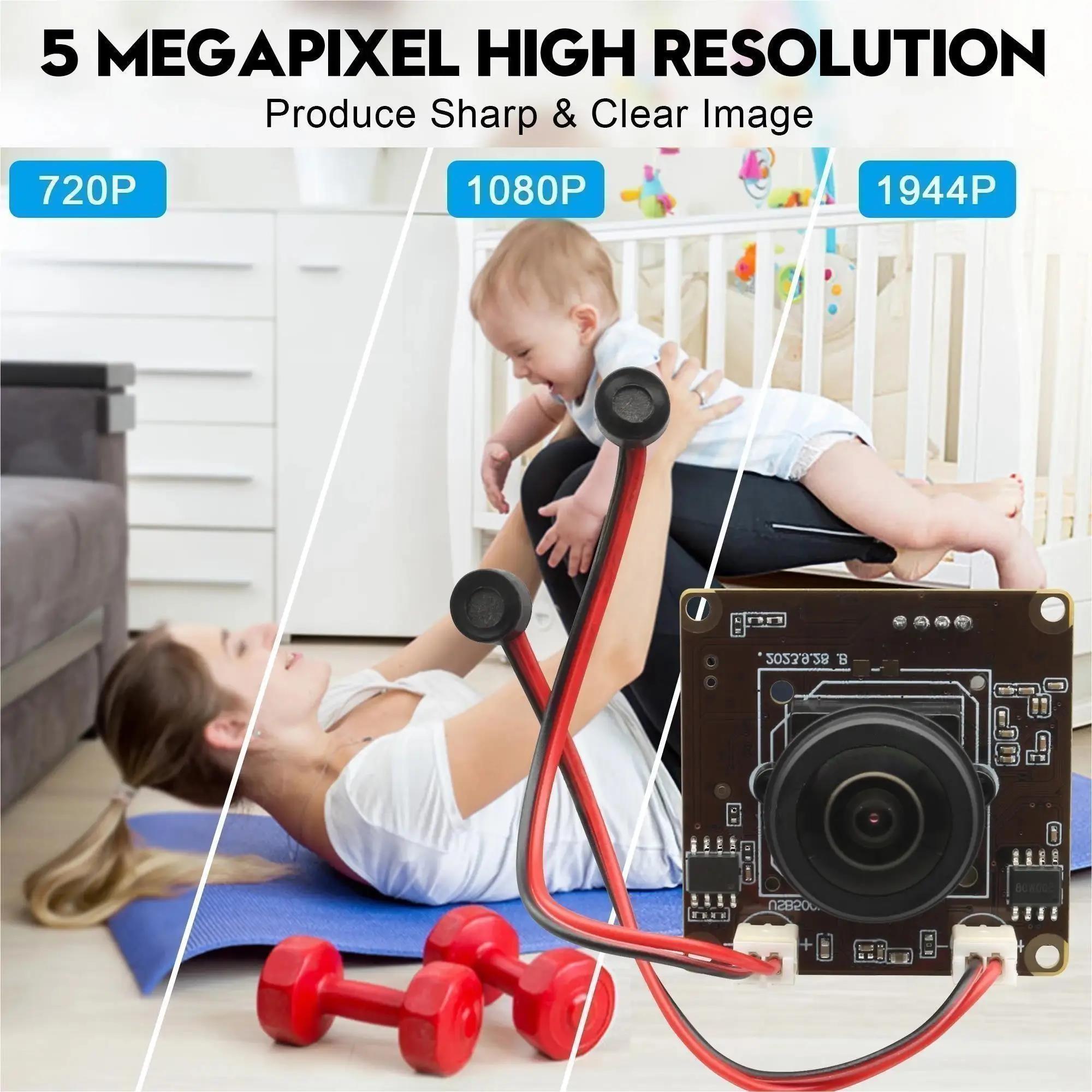 ELP 5MP USB Camera Module with Fisheye Lens Dual Microphone High Speed 30fps Webcam IMX335 Sensor 2592X1944P Ultra HD USB Webcam. 