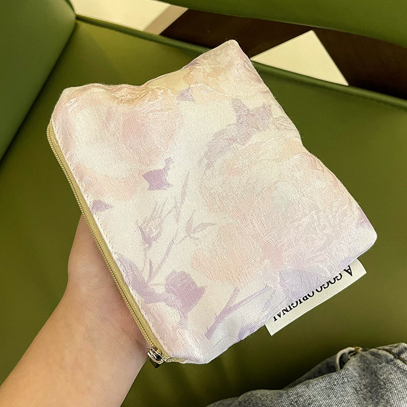 2022 New Flower Square Bag Ins Lipstick Touch-up Small Makeup Bag Lady Celebrity Storage Touch-up Bag